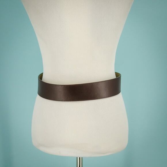 Talbots Size Small S Brown Two Toned Wide Wrap Style Adjustable Leather Belt - Picture 2 of 5